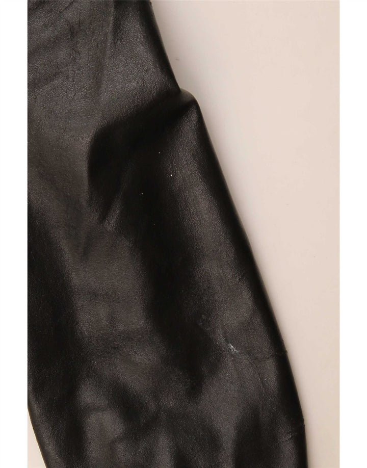 Viamaestra Veste de motard en cuir court pour femme UK 12 Noir moyen