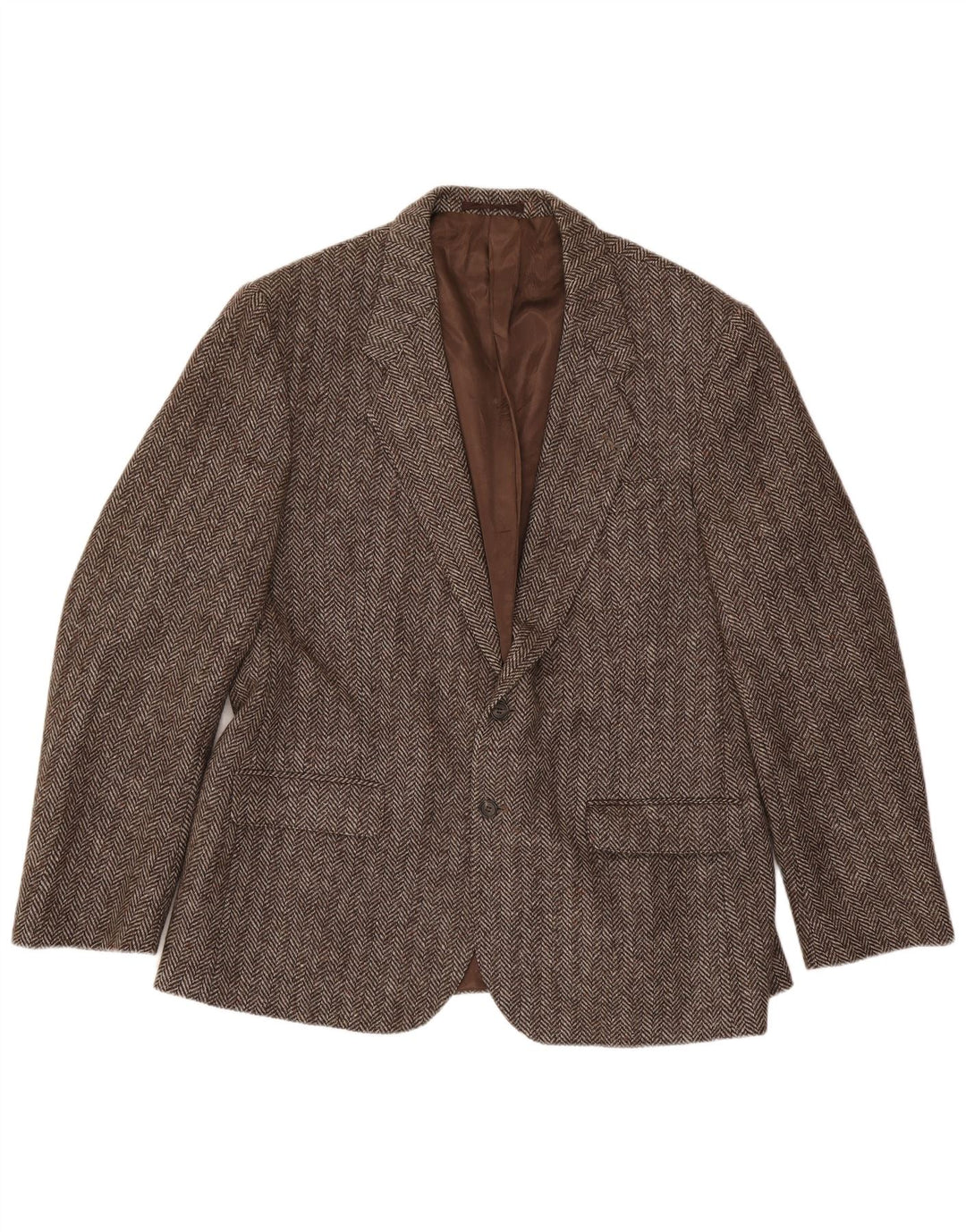 Four Seasons Veste Blazer 2 Boutons Homme UK 48 4XL Laine à Chevrons Marron