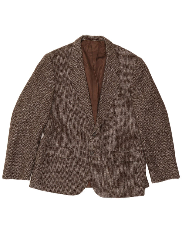 Four Seasons Veste Blazer 2 Boutons Homme UK 48 4XL Laine à Chevrons Marron