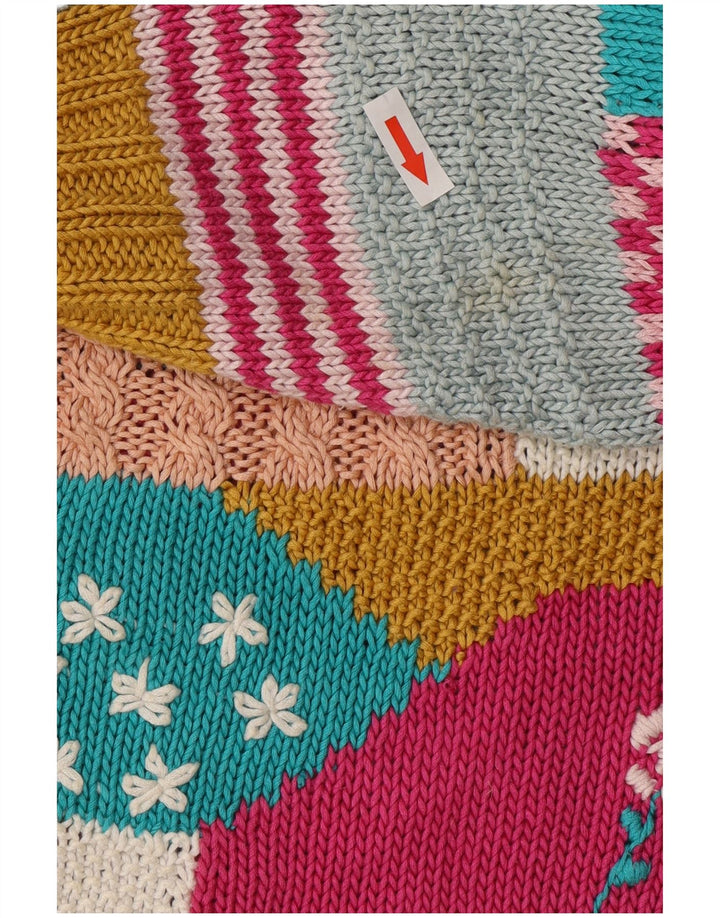 vintage Womens Cardigan Sweater UK 14 Grand Patchwork Multicolore