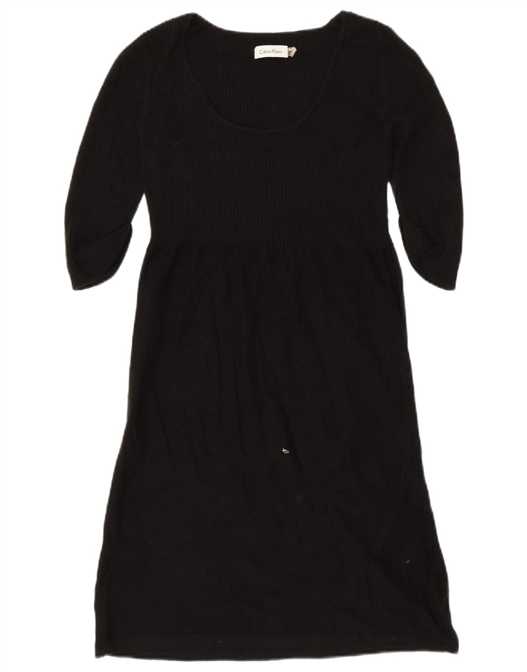 CALVIN KLEIN Robe pull à manches 3/4 pour femme UK 10 Small Acrylique noir