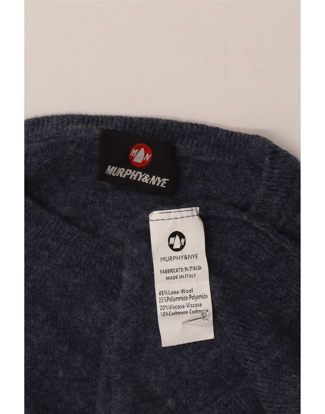 Murphy & Nye Pull à col rond pour homme en laine mouchetée bleu marine moyen
