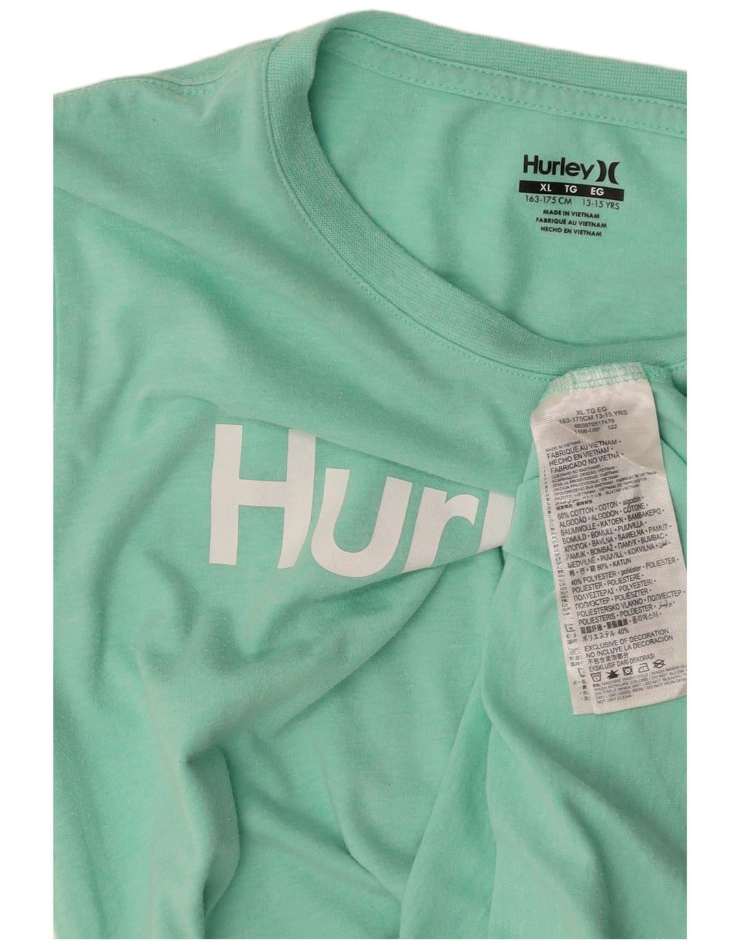 HURLEY T-Shirt Graphique Garçon 13-14 ans XL Vert Coton