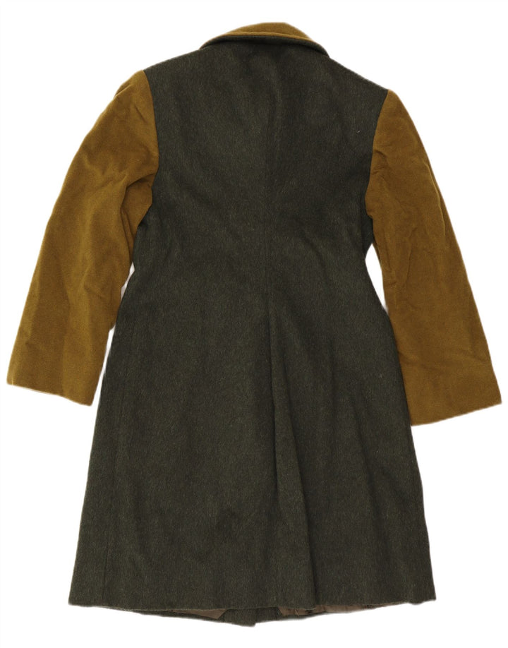 vintage Womens Overcoat UK 10 Petit Colorblock Vert