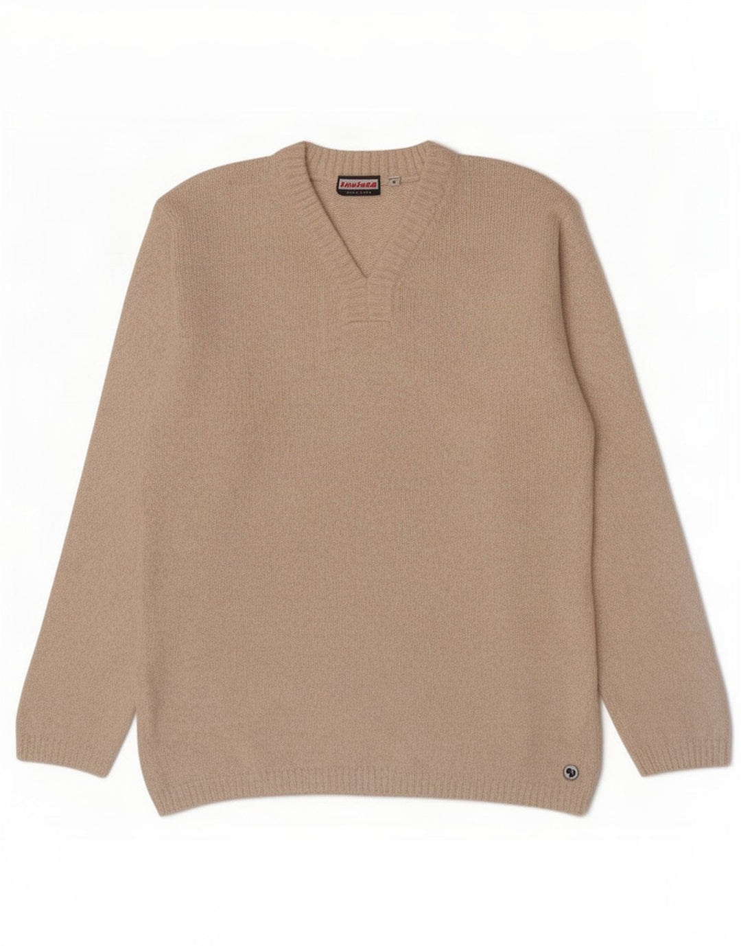 Invicta Pull col V pour homme en coton beige moyen
