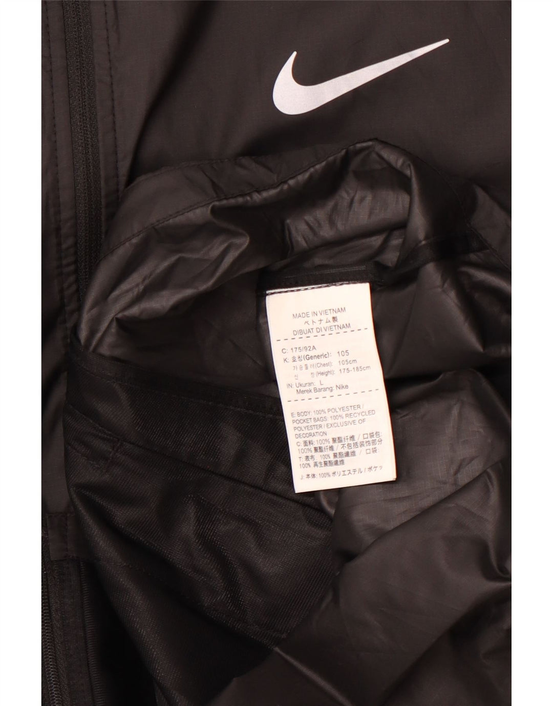 NIKE Veste de pluie à capuche pour homme UK 40 Large Noir Polyester