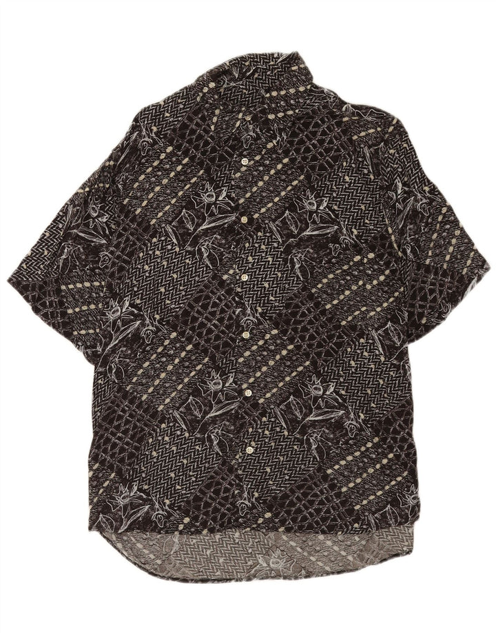 vintage Chemise à manches courtes pour hommes Patchwork noir moyen