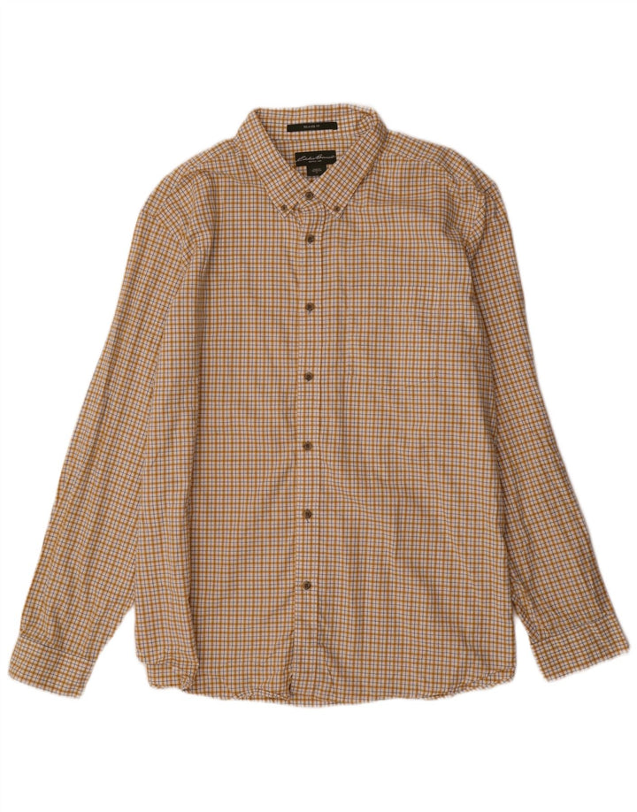 EDDIE BAUER Chemise en flanelle coupe décontractée pour homme XL en coton à carreaux jaunes