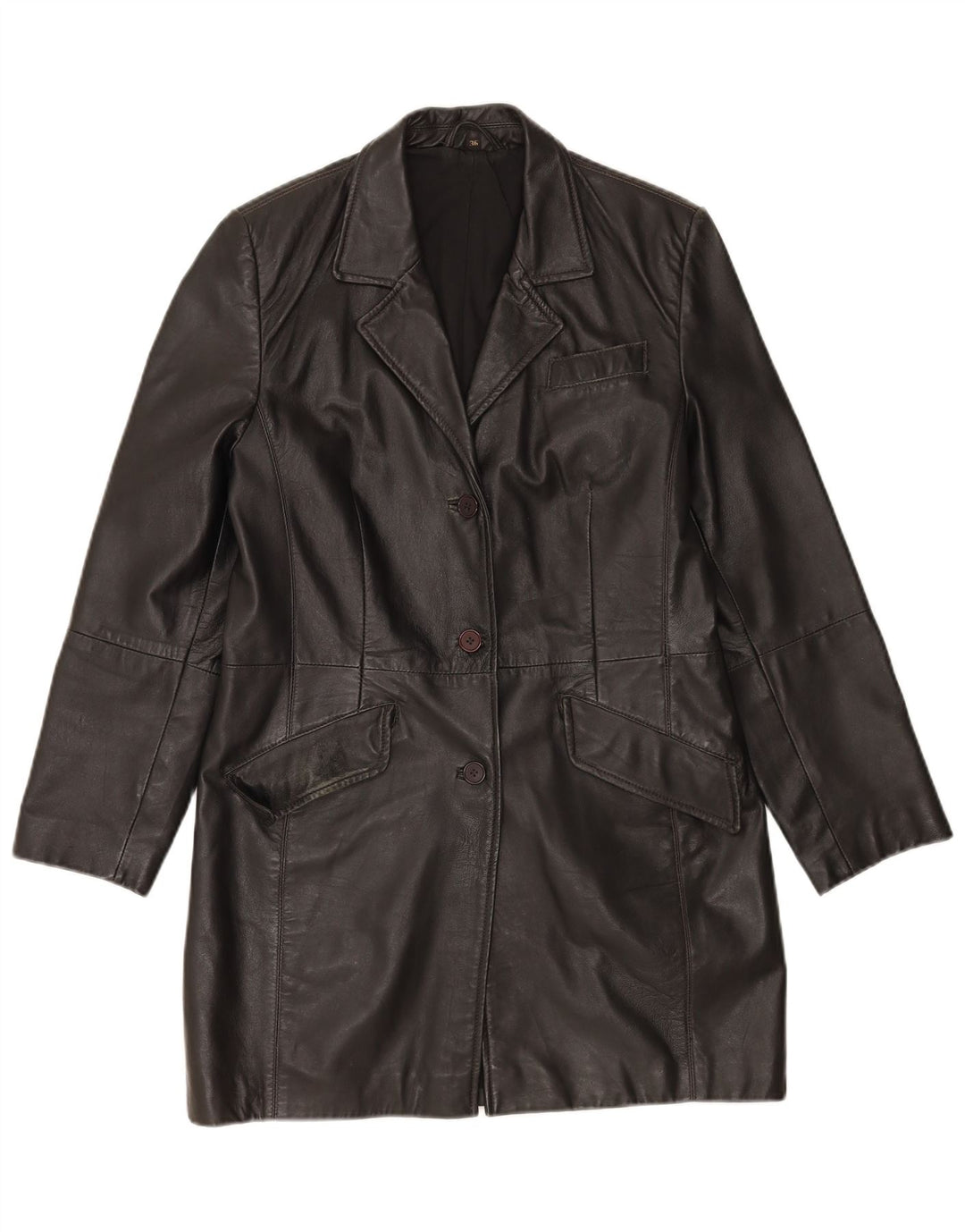 manteau en cuir surdimensionné femme vintage EU 36 petit cuir noir