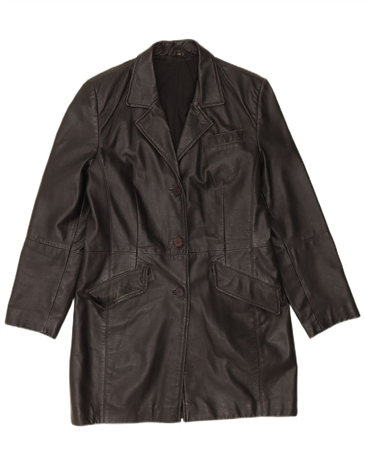 manteau en cuir surdimensionné femme vintage EU 36 petit cuir noir
