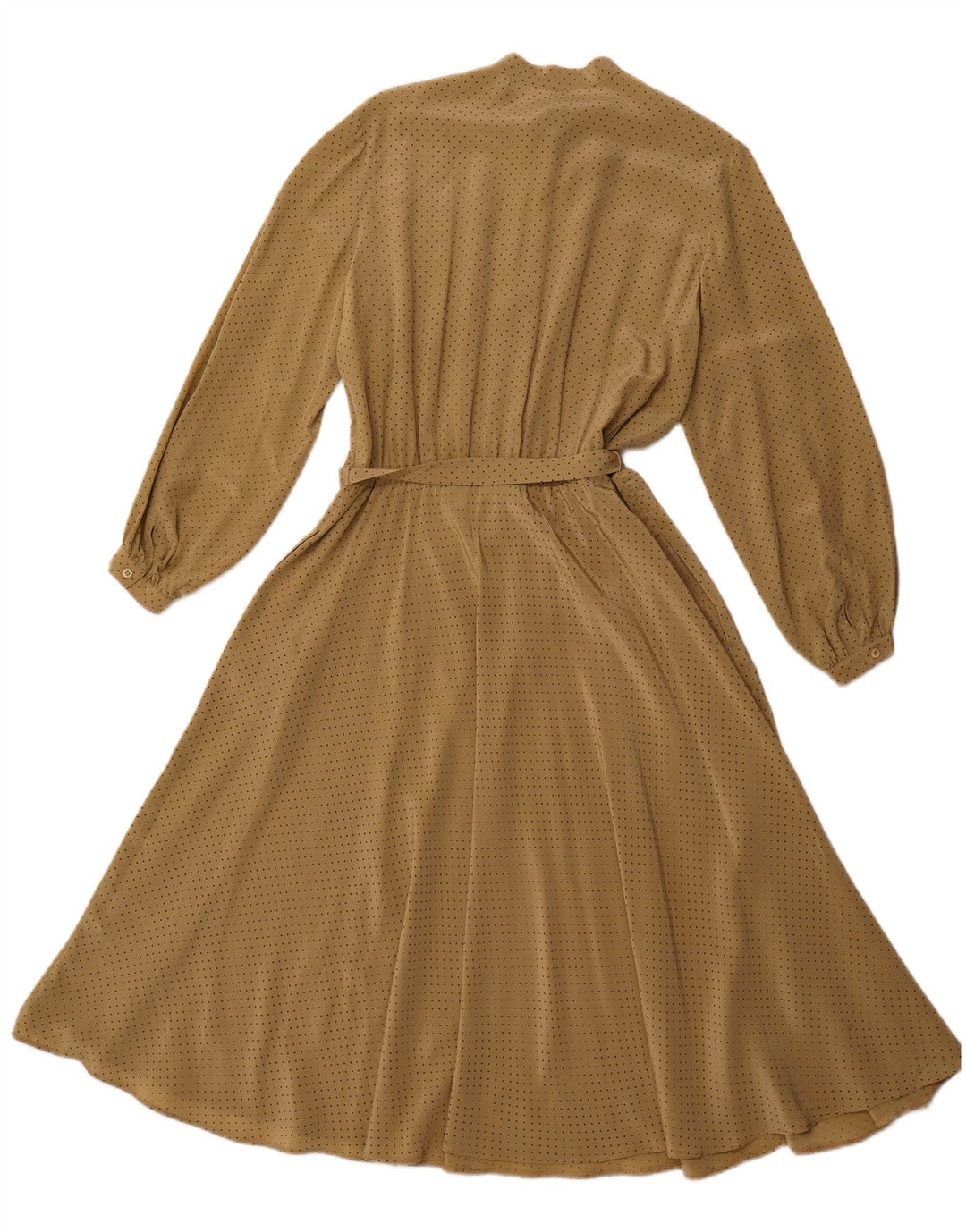 VINTAGE Femme Front Tie Manches Longues Maxi Robe EU 44 XL Marron Taché