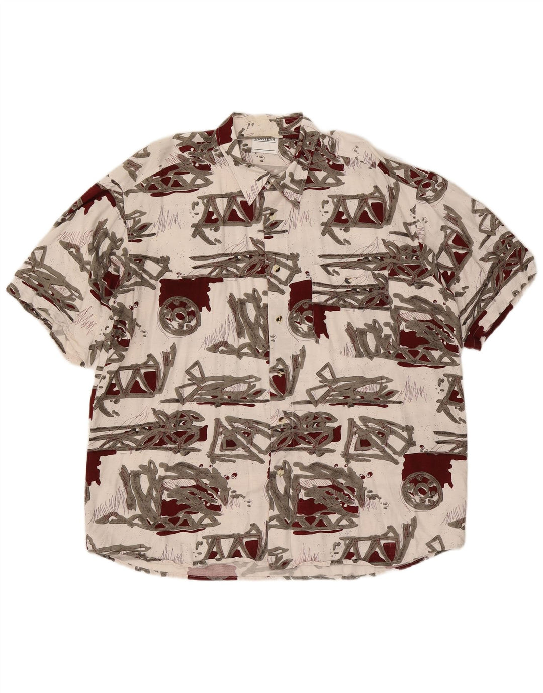 Via Cortesa Chemise à manches courtes à motif abstrait pour homme XL Blanc