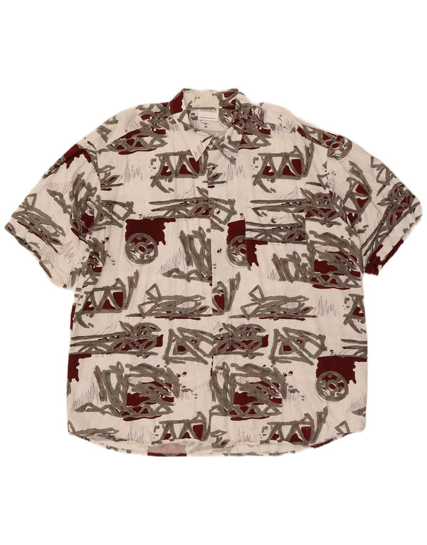 Via Cortesa Chemise à manches courtes à motif abstrait pour homme XL Blanc