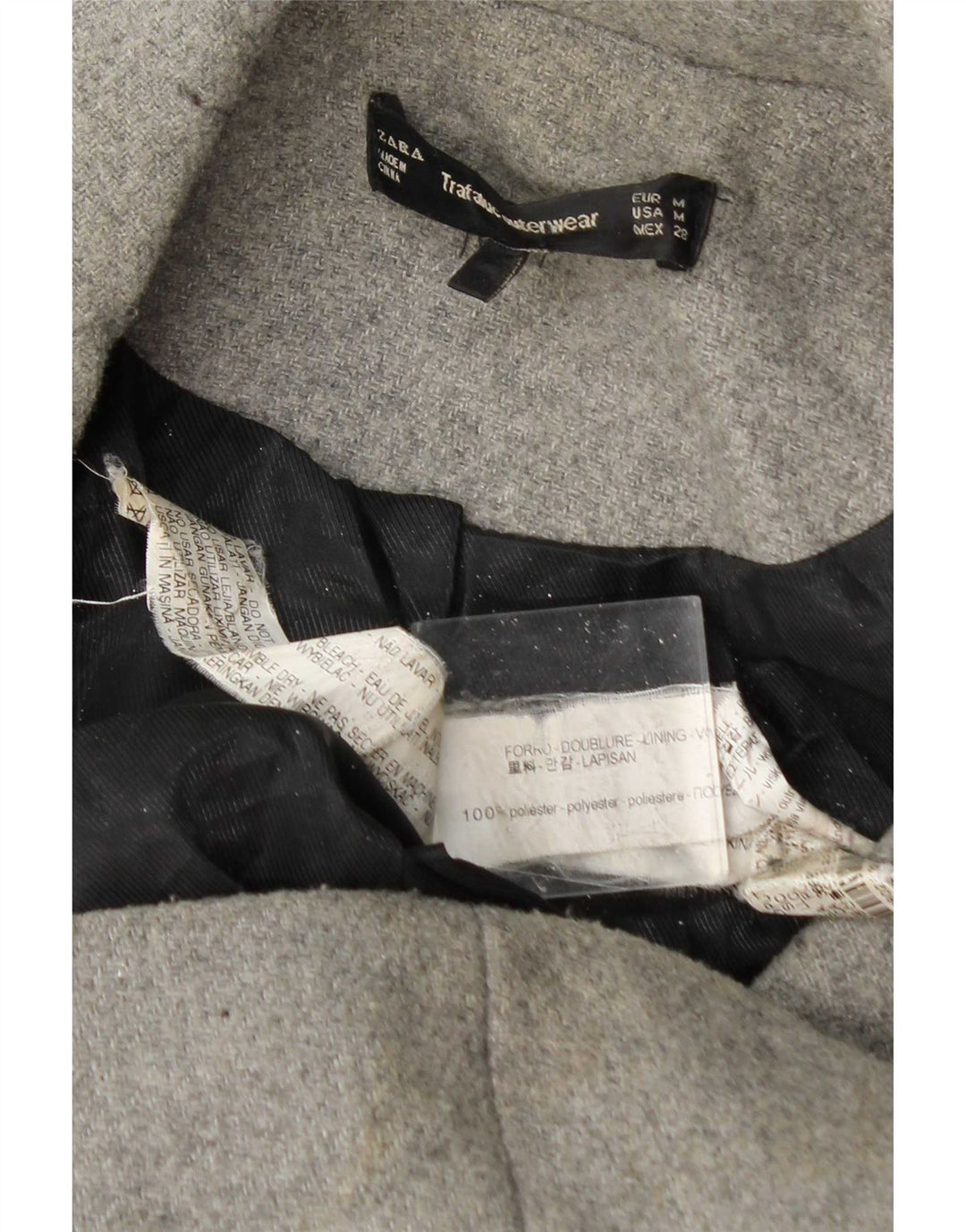 Zara Manteau croisé pour femme UK 14 Polyester gris moyen
