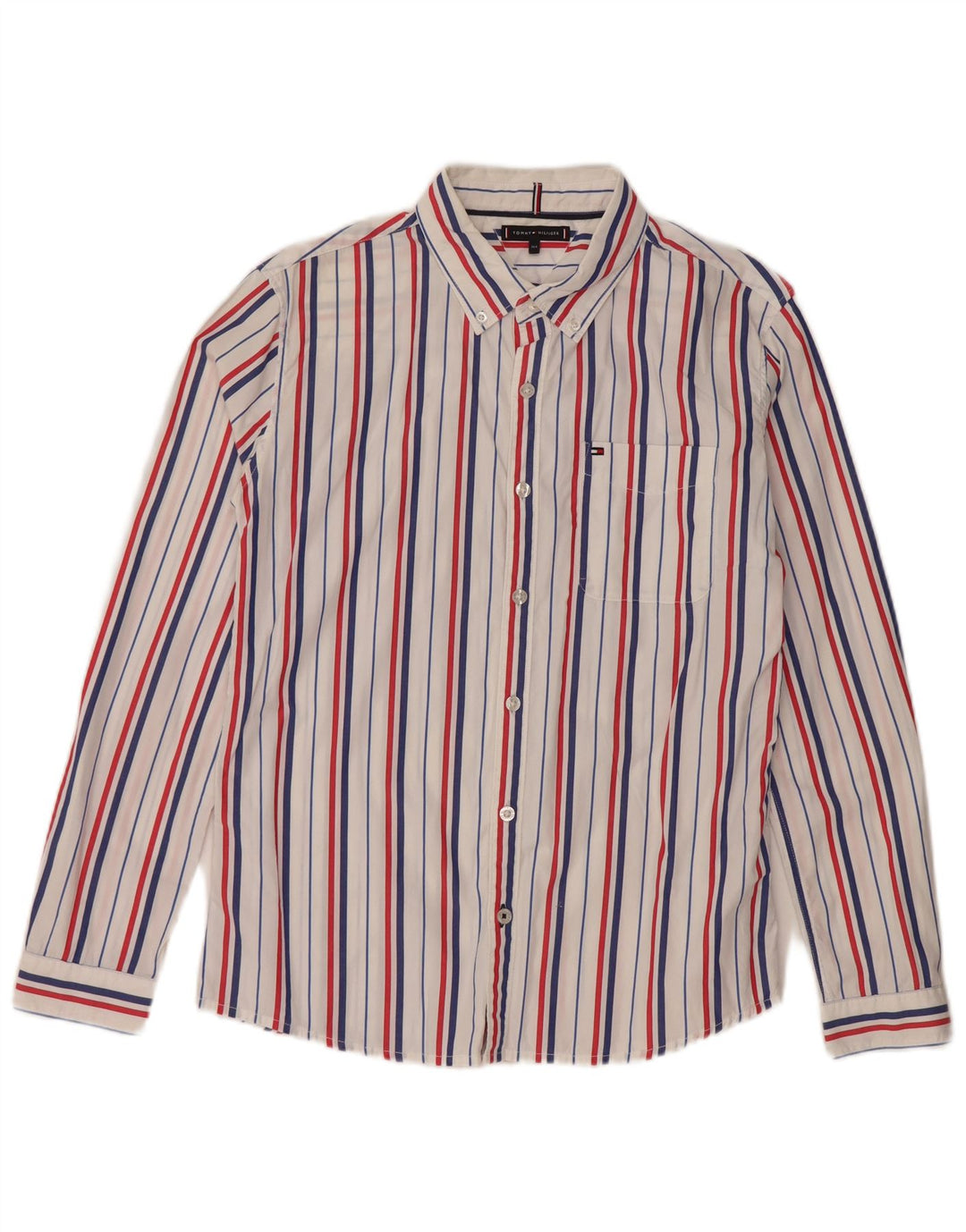 TOMMY HILFIGER Chemise garçon 13-14 ans Coton à fines rayures blanc