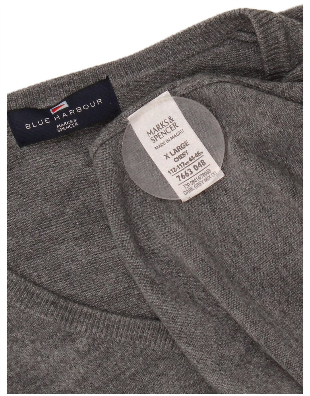 Marks & Spencer Pull Col V Homme XL Gris Acrylique