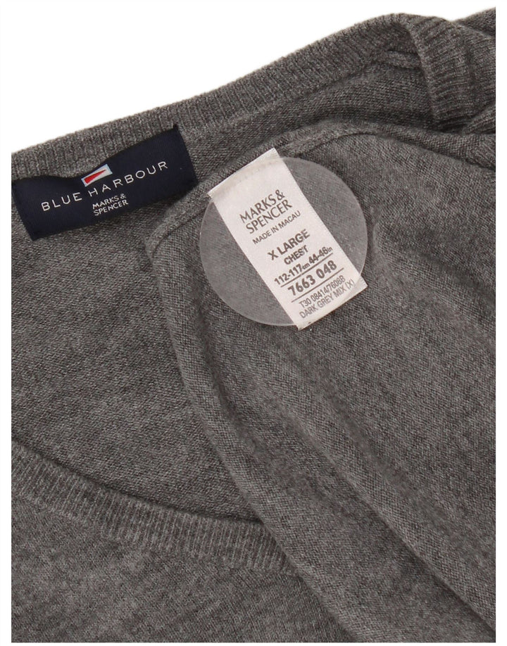 Marks & Spencer Pull Col V Homme XL Gris Acrylique