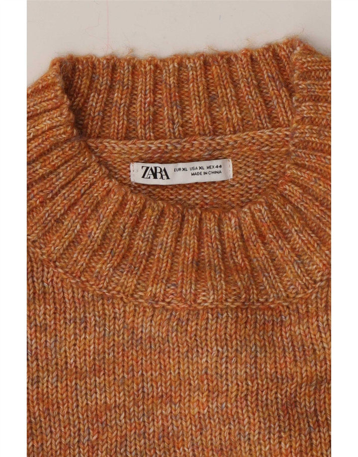 Zara Pull ras du cou pour homme XL Marron moucheté