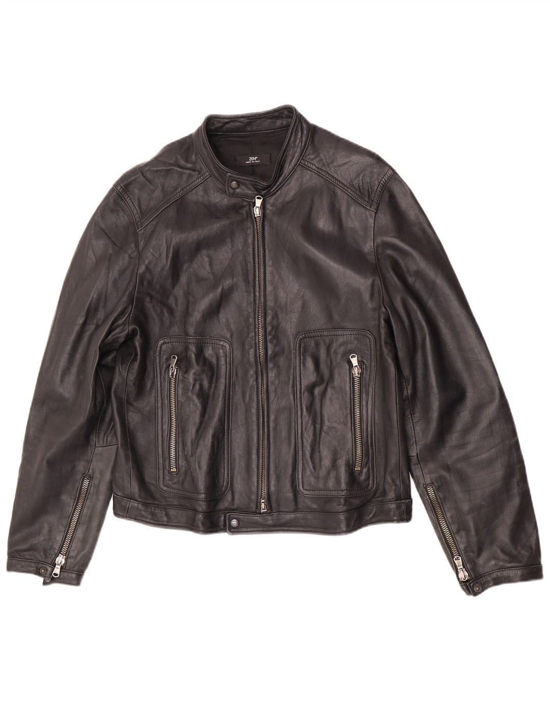 Zen Veste en cuir pour homme EU 50 Cuir noir moyen