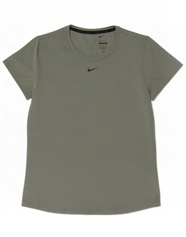 Nike Womens Dri Fit Slim T-Shirt Top UK 16 Large Vert Polyester