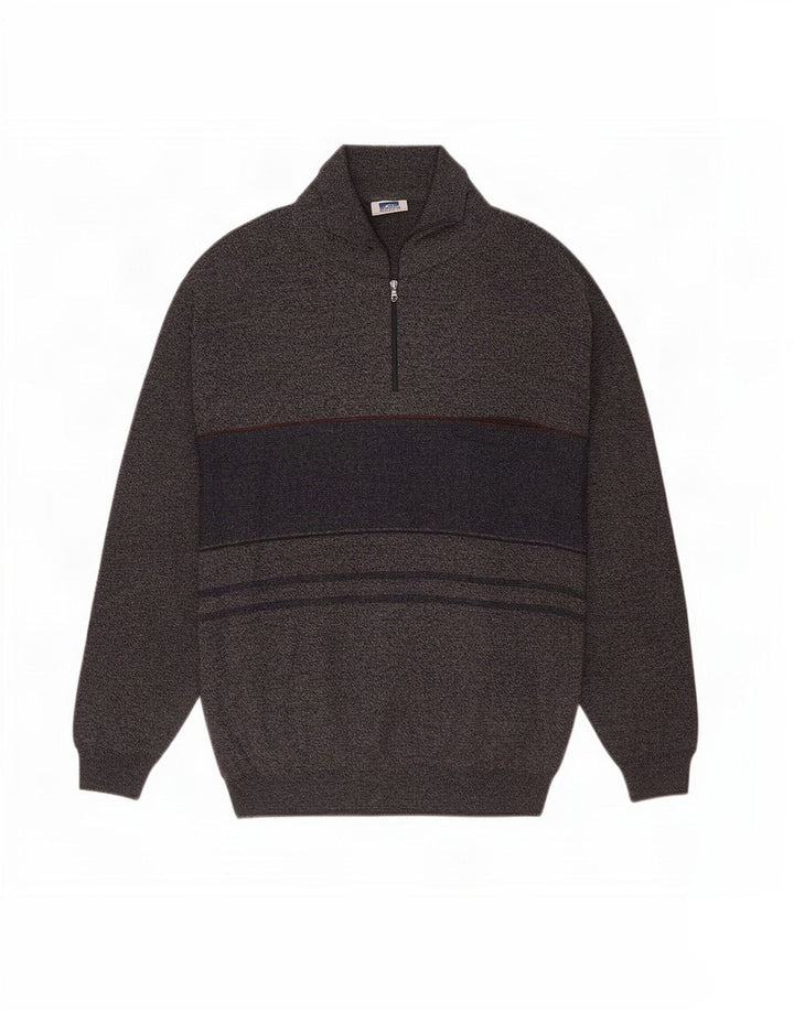 Rodes Pull à col polo pour homme en laine rayée bleu marine