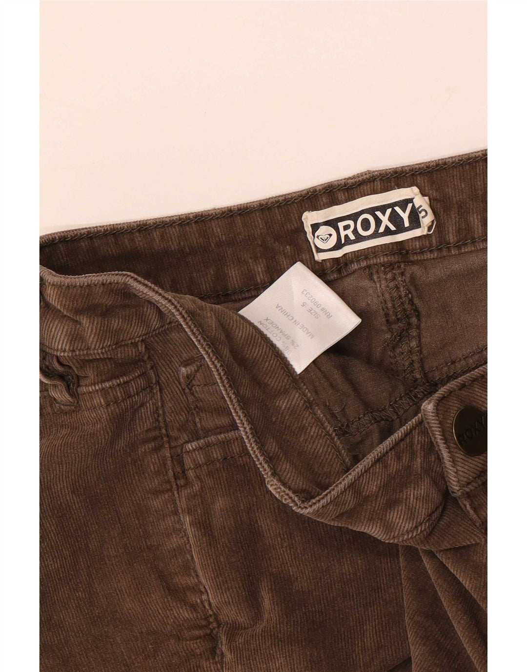 Roxy Short en velours côtelé pour femme US 5 Small W28 Coton marron