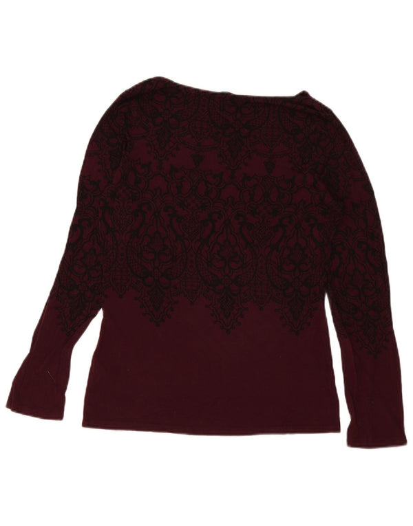 Oasis Haut à manches longues pour femme UK 12 Medium Bordeaux Paisley Viscose