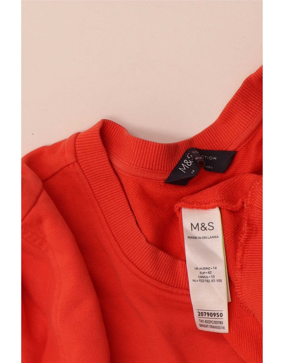 Marks & Spencer Sweat-shirt pour femme UK 14 Large Orange Coton