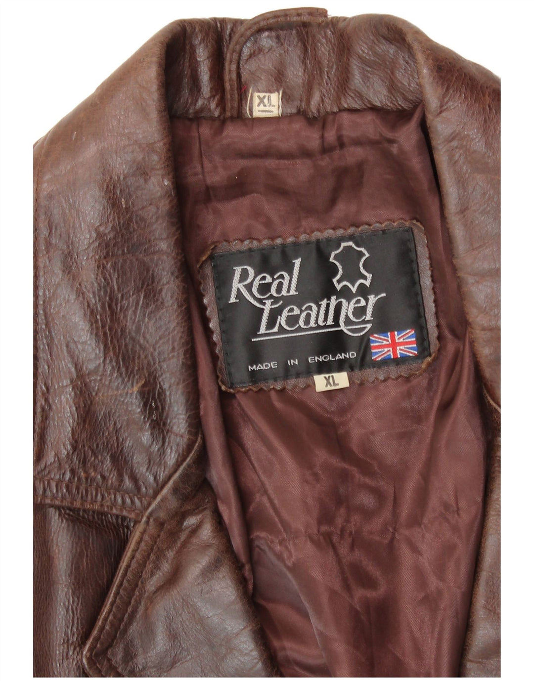 VINTAGE Veste en cuir homme UK 42 XL Cuir marron