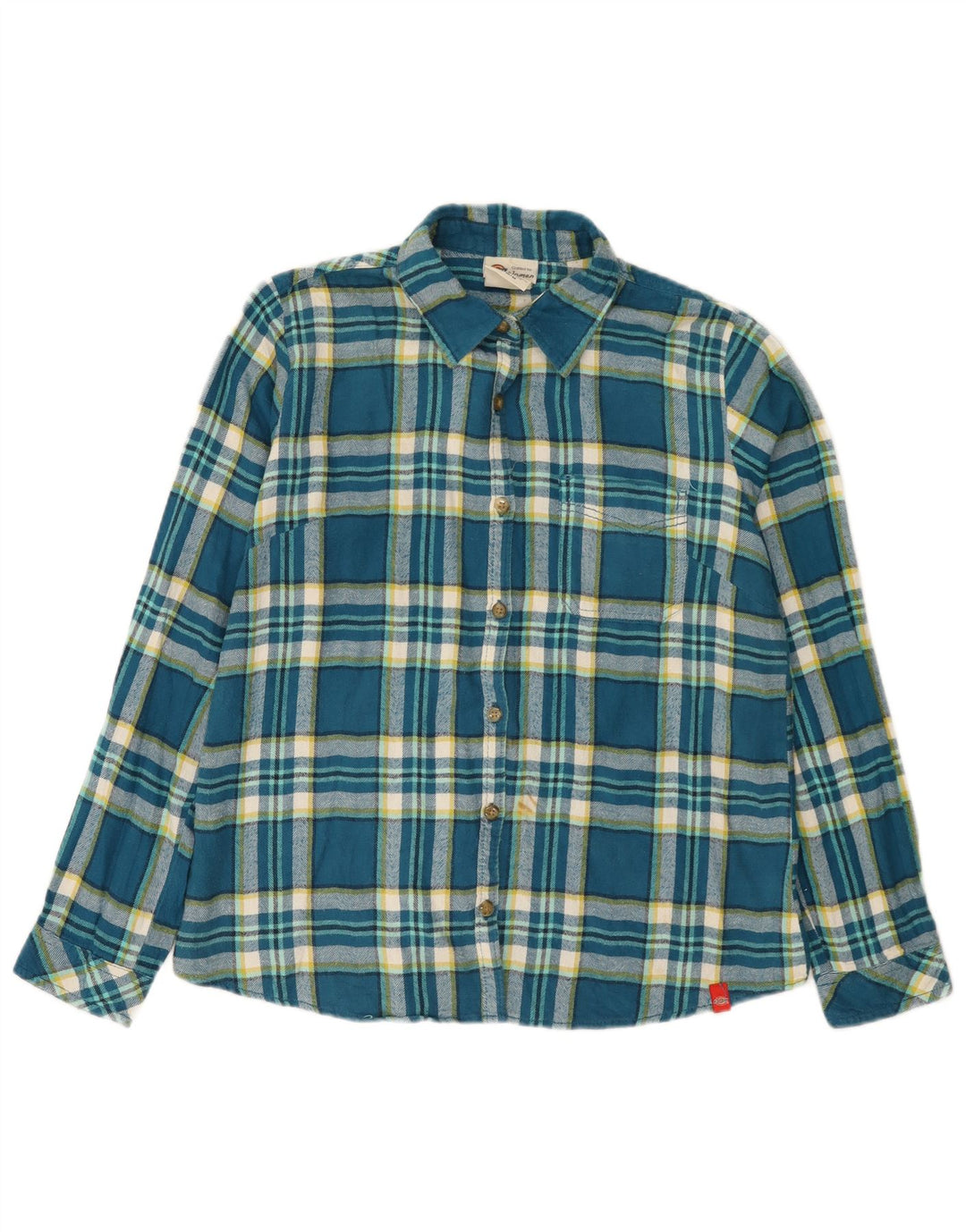 Dickies Chemise en flanelle pour femme UK 14 Bleu moyen en coton à carreaux