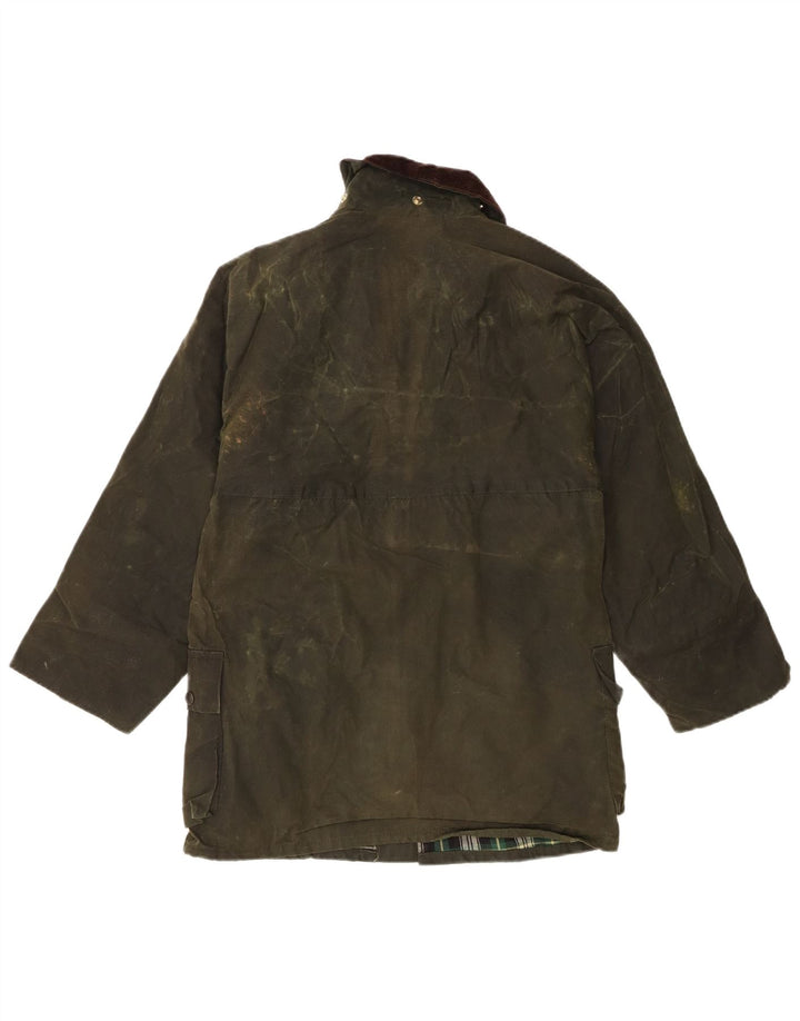 veste en coton ciré vintage pour hommes UK 36 Petit chèque vert
