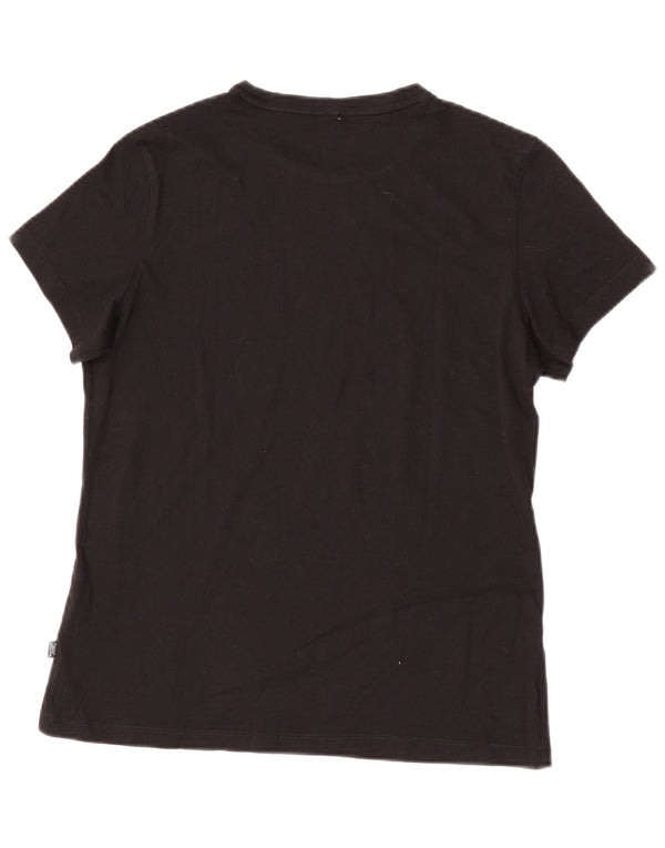 Puma T-Shirt Femme Top UK 12 Coton Noir Moyen