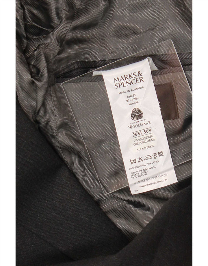 Marks & Spencer Veste blazer à 2 boutons pour homme UK 38 Noir moyen Laine vierge