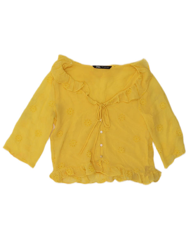 Zara Chemisier court à manches 3/4 pour femme UK 10 Small Jaune