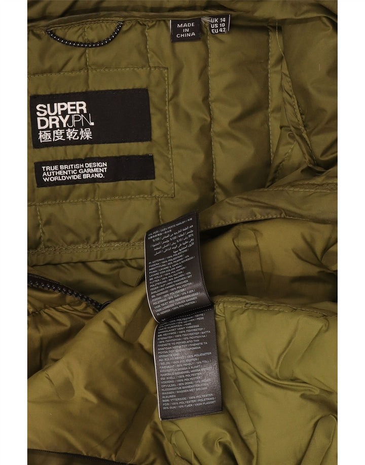 Superdry Veste matelassée à capuche pour hommes UK 14 Large Vert Polyester