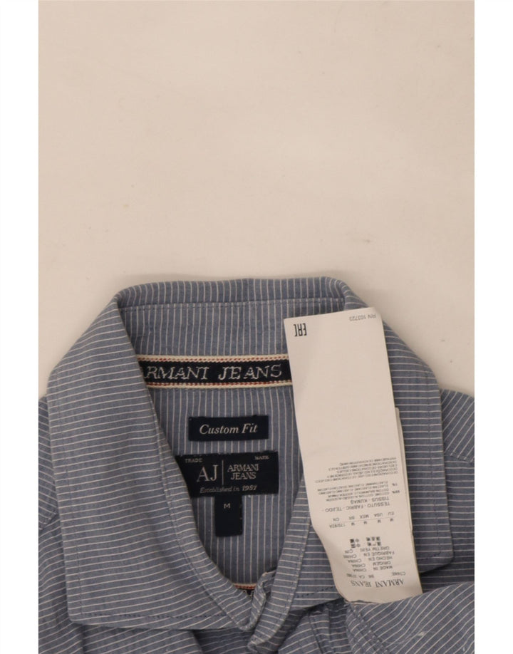 Armani Jeans Chemise sur mesure pour homme en coton à fines rayures bleu moyen