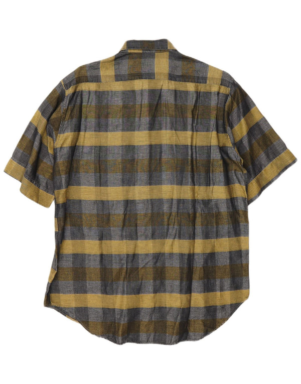 Sangiorgio Chemise à manches courtes pour homme Taille 40/15 Gris moyen à carreaux
