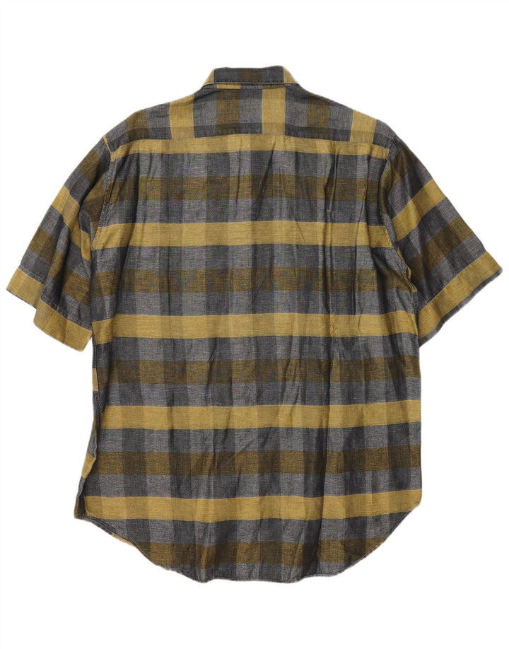 Sangiorgio Chemise à manches courtes pour homme Taille 40/15 Gris moyen à carreaux