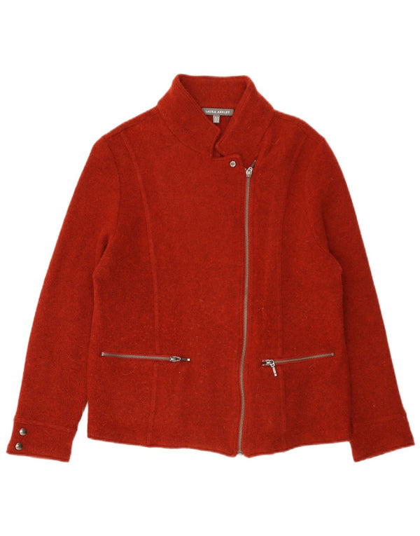 Laura Ashley Veste blazer en tricot avec fermeture éclair pour femme UK 16 Grande laine d'agneau rouge