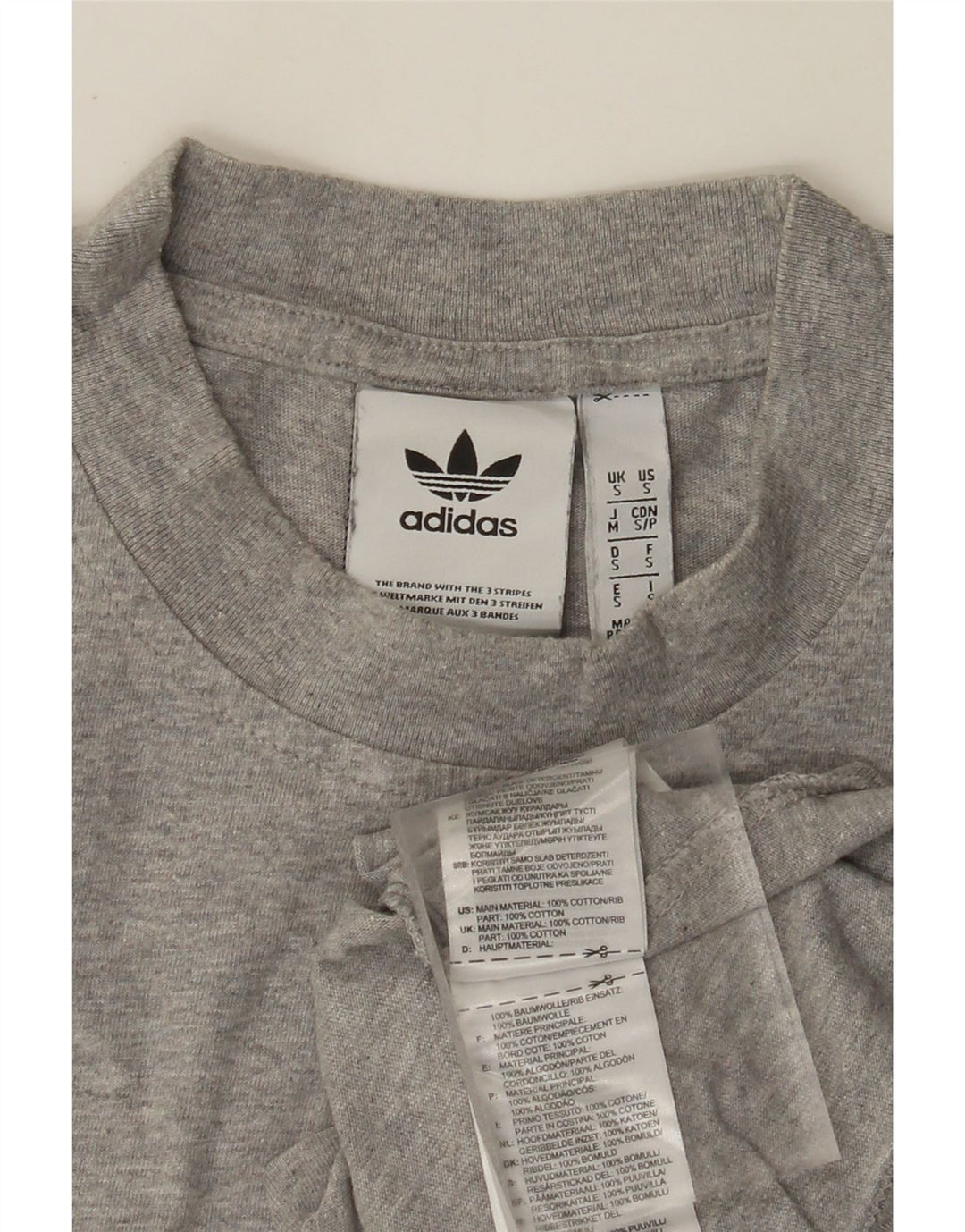 ADIDAS T-Shirt Graphique Homme Petit Gris Moucheté Coton