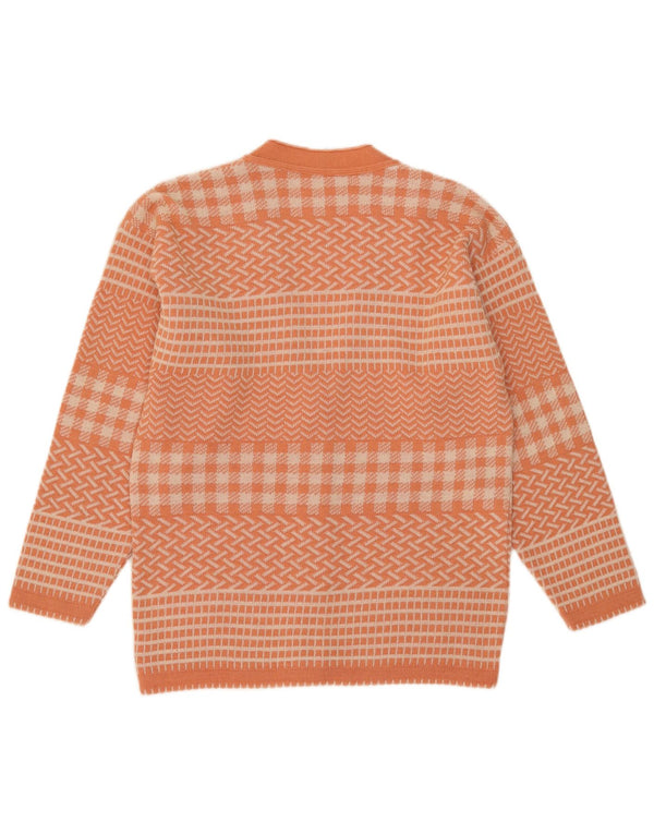 vintage Womens Cardigan Sweater UK 14 Acrylique géométrique orange moyen