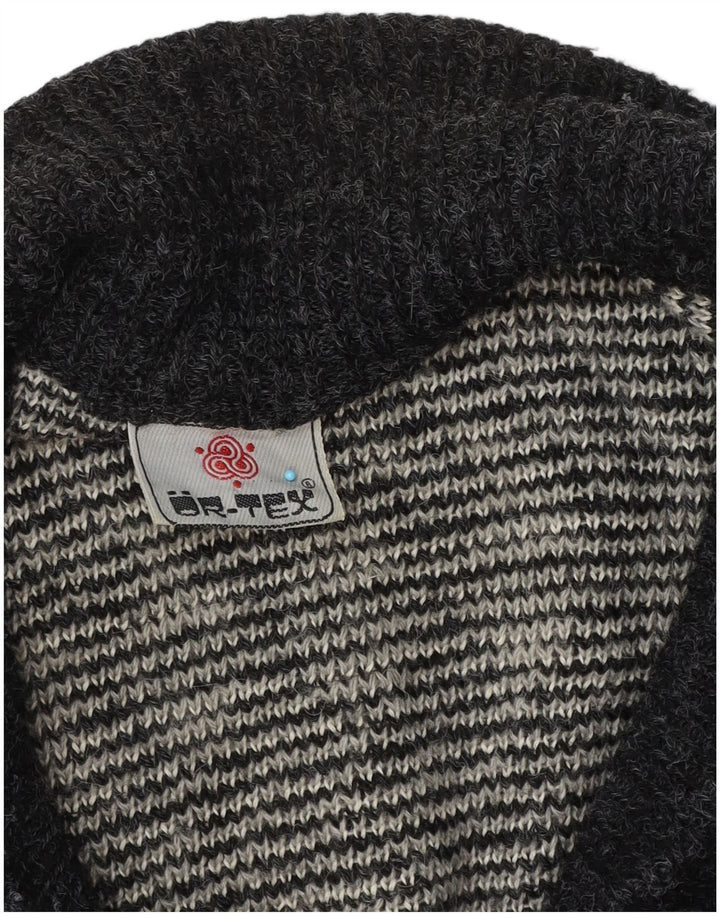 vintage Mens Cardigan Pull Grand Gris Géométrique