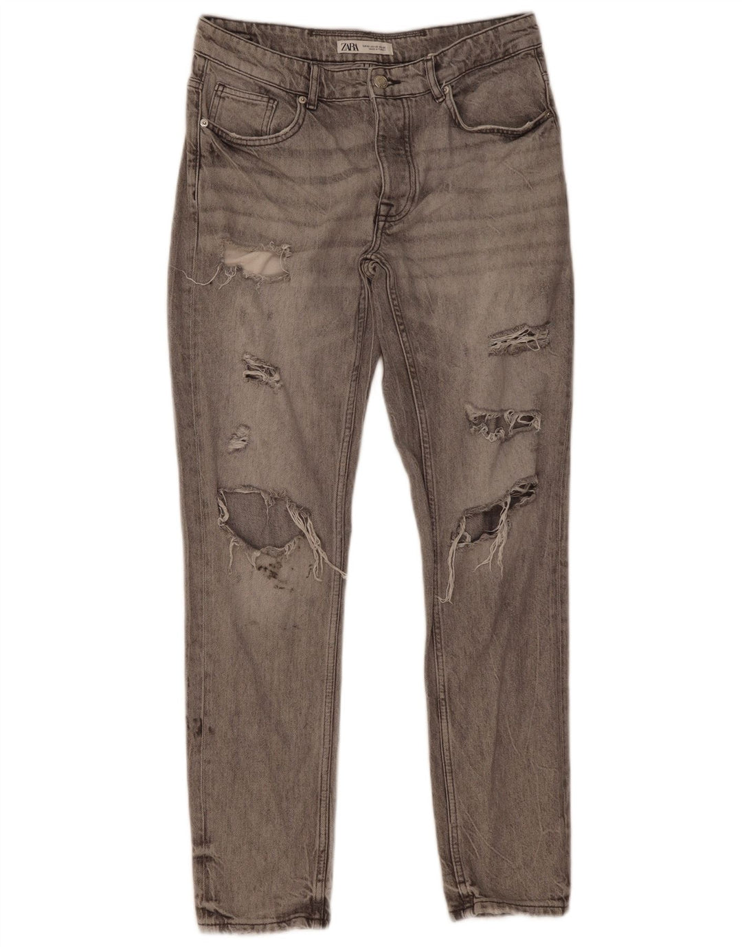 Zara Jean slim vieilli pour homme EU 42 Large W32 L31 Gris Coton