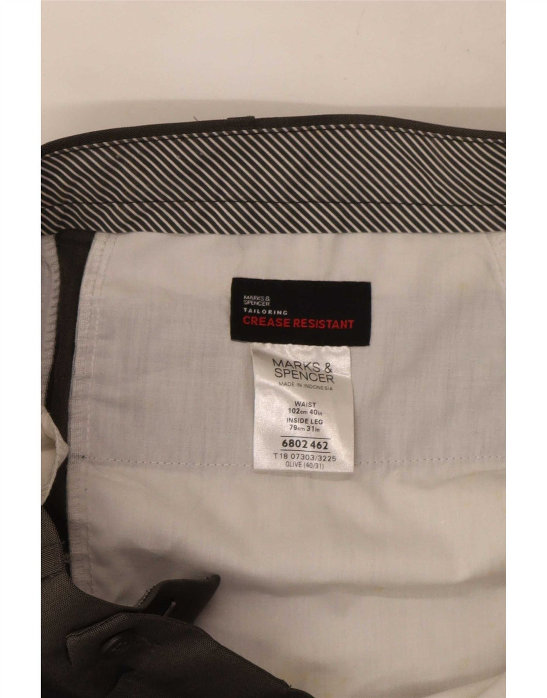 Marks & Spencer Pantalon de costume pour homme W40 L31 Kaki Polyester