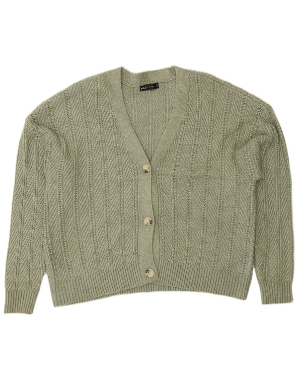 Marks & Spencer Pull Cardigan Femme UK 18 XL Vert Polyester