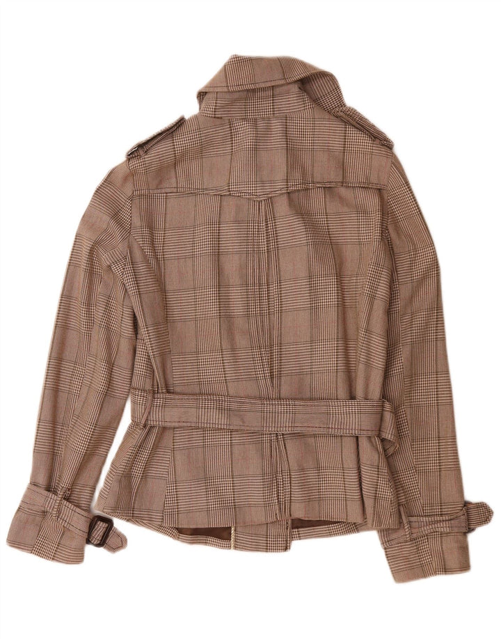 PEPE Jeans Caban ceinturé pour femme UK 44 en coton pied-de-poule marron moyen