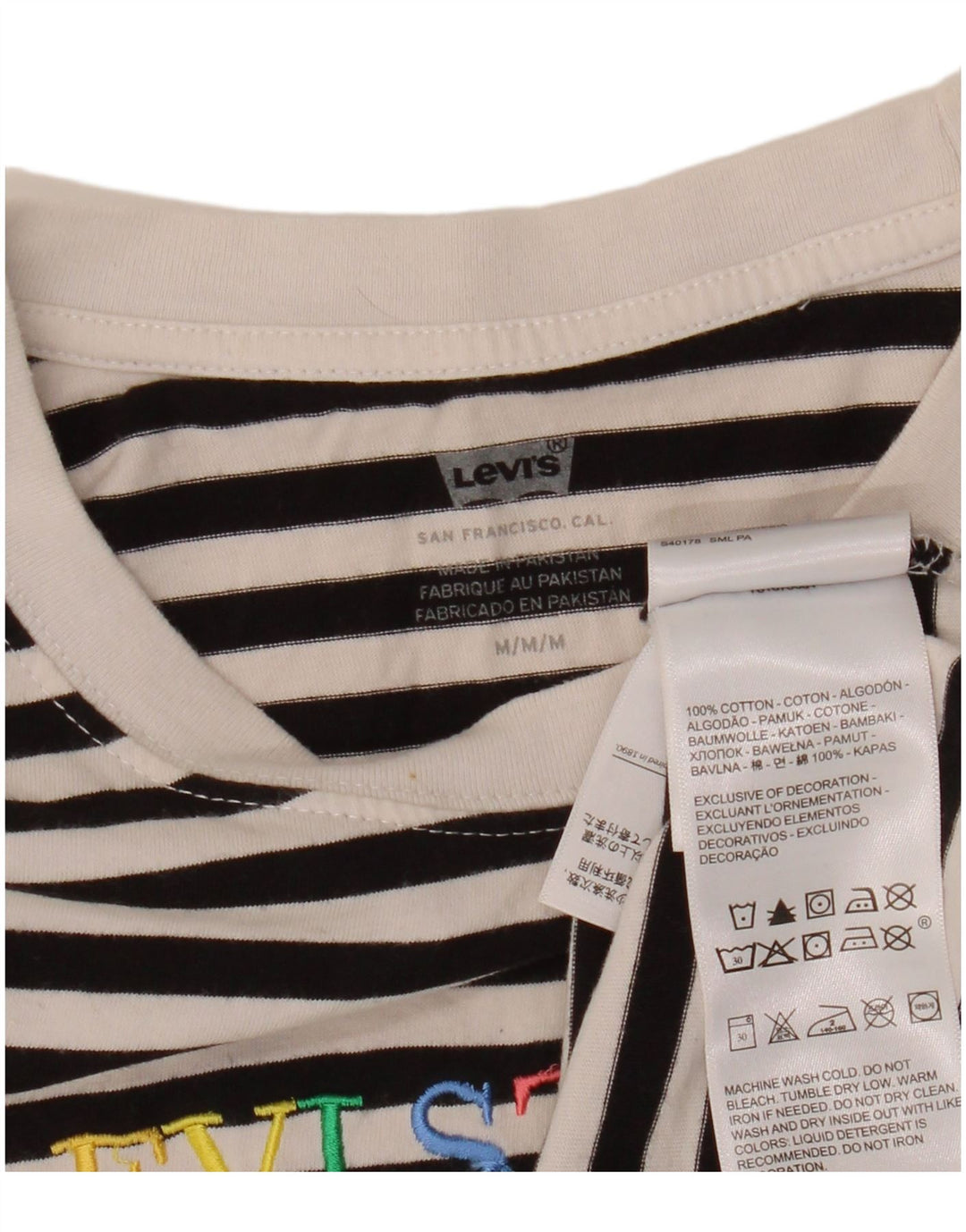 Levi's Haut graphique oversize à manches longues pour femme UK 44 Noir moyen rayé