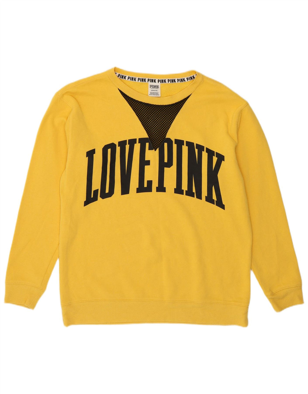 VICTORIAS SECRET Sweat-shirt graphique rose pour femme UK 10 Petit Jaune