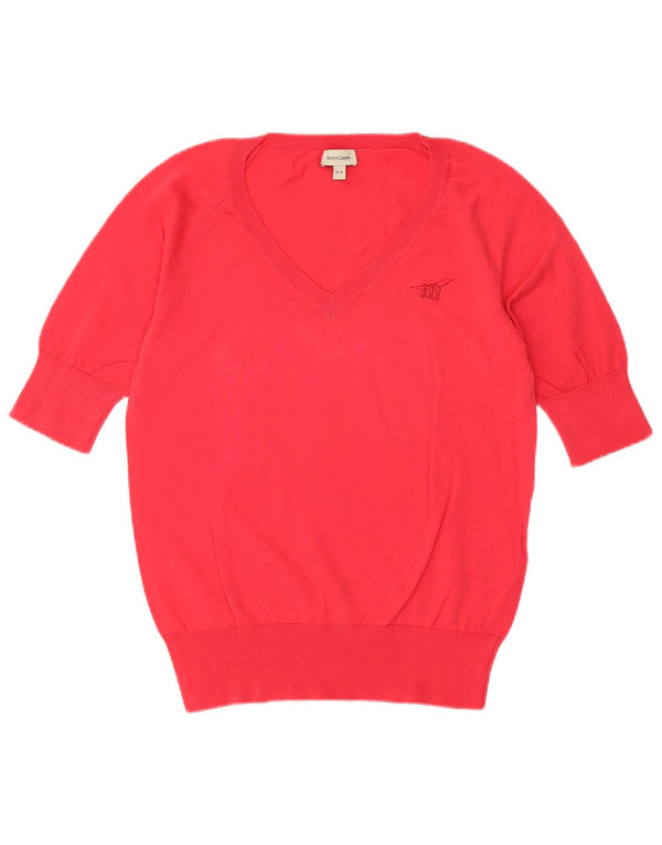 Henry s Womens Short Sleeve V-Neck Jumper Sweater IT 44 Medium Red