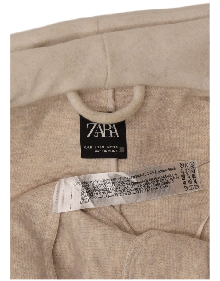Zara Manteau à capuche surdimensionné à double boutonnage pour femme UK 10 Small Blanc cassé
